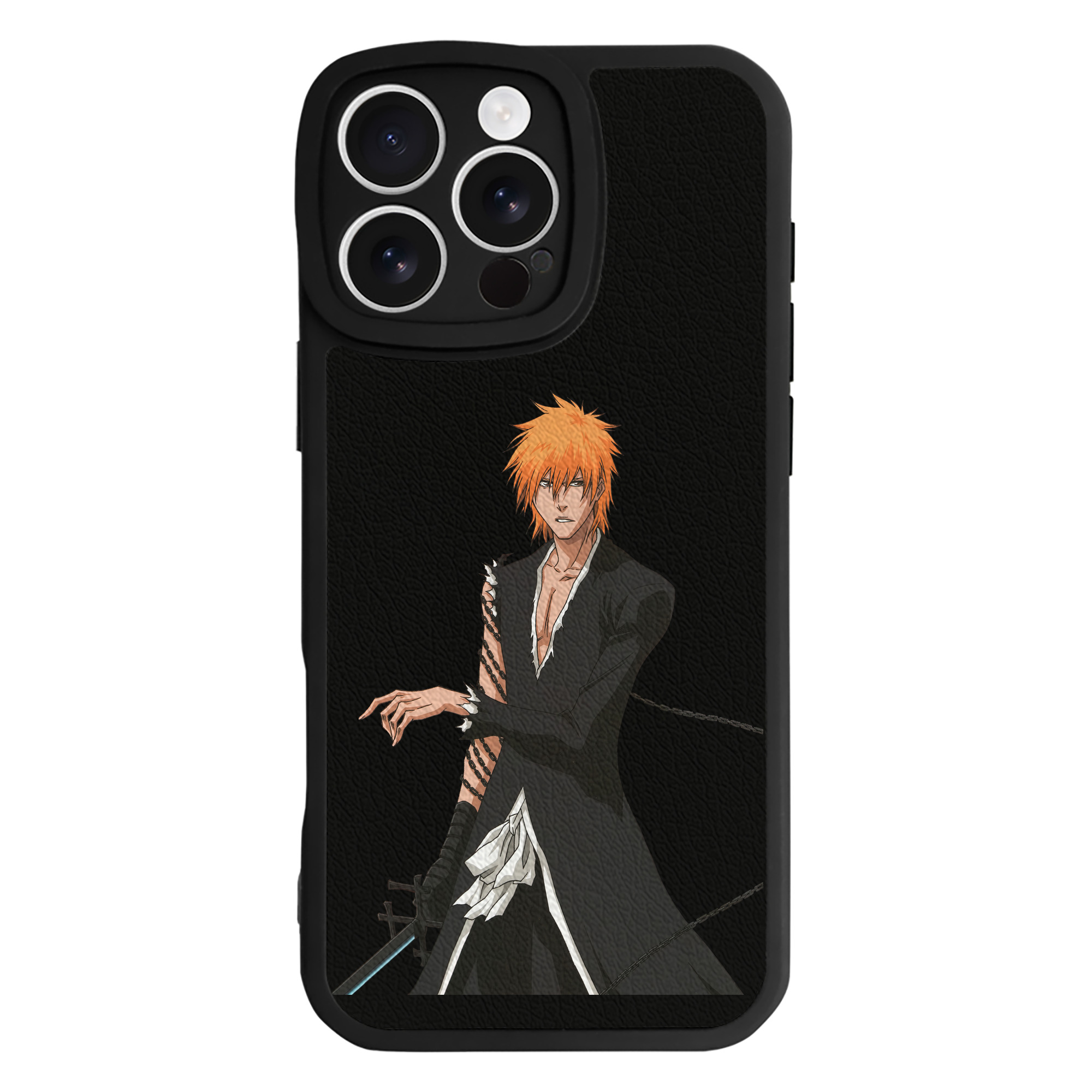 ブリーチ 黒崎一護（くろさき いちご）BLEACH Kurosaki Ichigo 【iPhone 16シリーズ対応】シリコンスマホケース（レザー調） 材質：シリコン